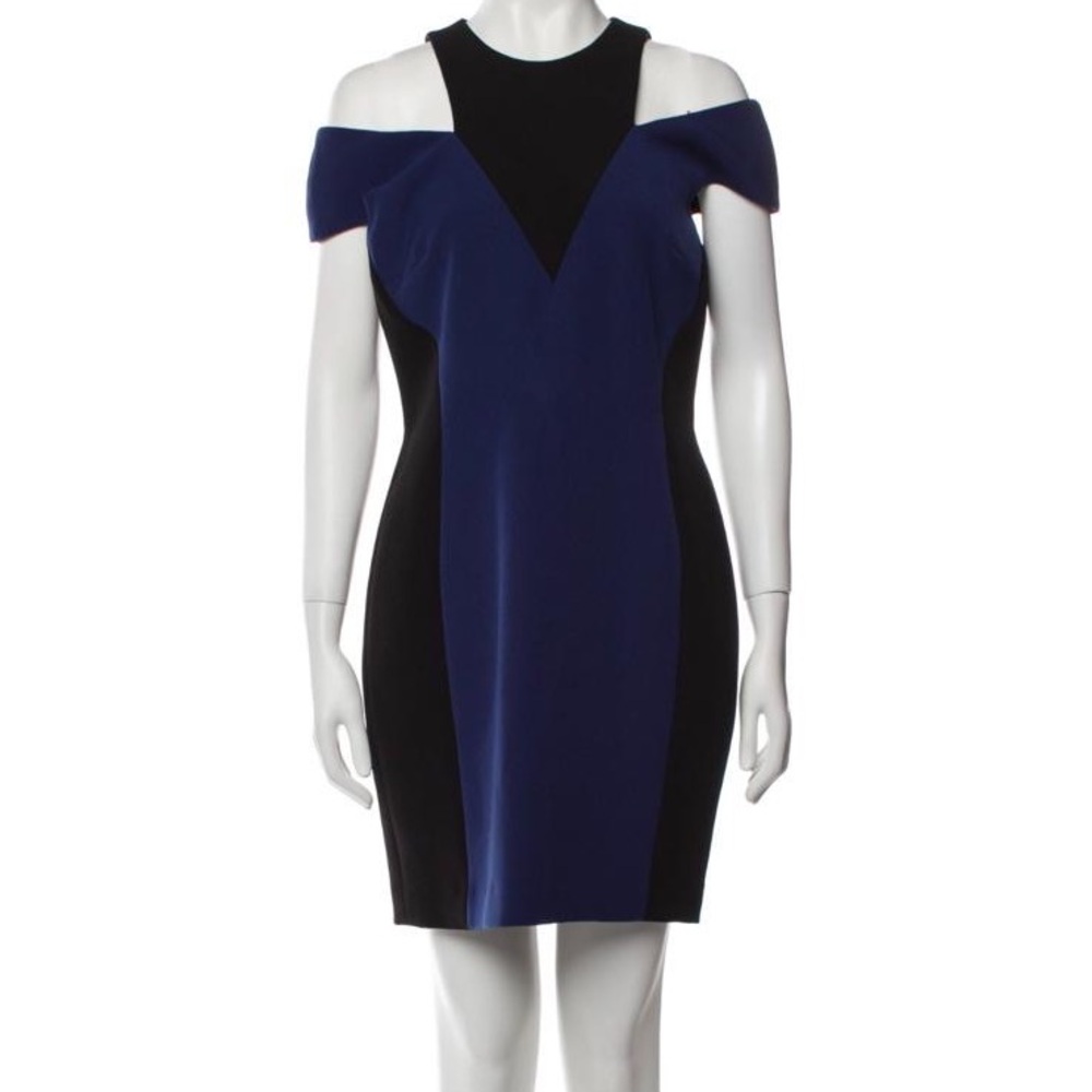 Versace Black and Blue Ribbed Bodycon Mini Dress, L